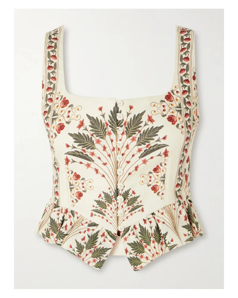 AGUA BENDITA Eslabon Andes Ruffled Printed Linen Top - Multi Multi