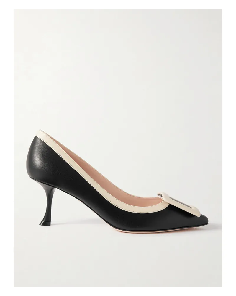 Roger Vivier Viv' in The City Zweifarbige Lederpumps Schwarz