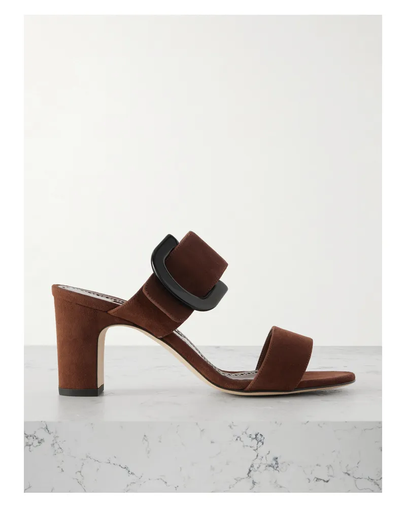 Manolo Blahnik Betimusa 70 Mules Aus Veloursleder - Braun Braun