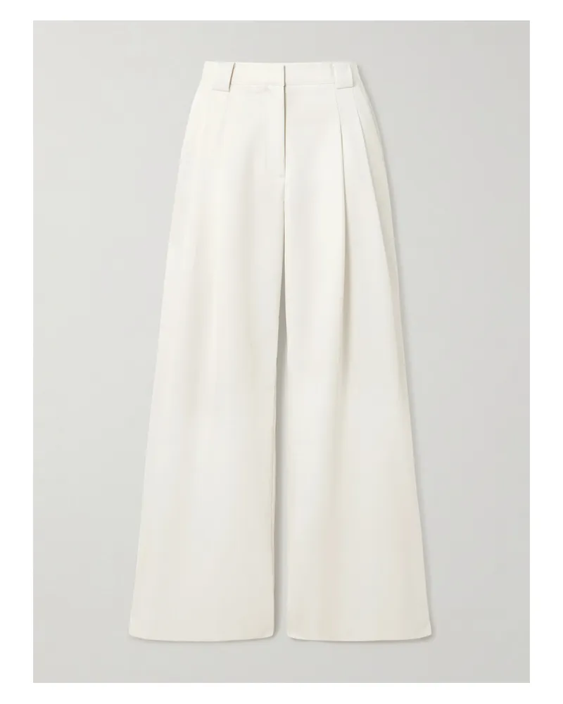St. Agni Hose Mit Weitem Bein Aus Twill Aus Einer Wollmischung Mit Falten - Wollweiß Wollweiß