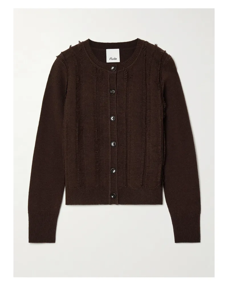 ALLUDE Cardigan Aus Einer Gerippten Woll-kaschmirmischung Mit Fransen - Braun Braun
