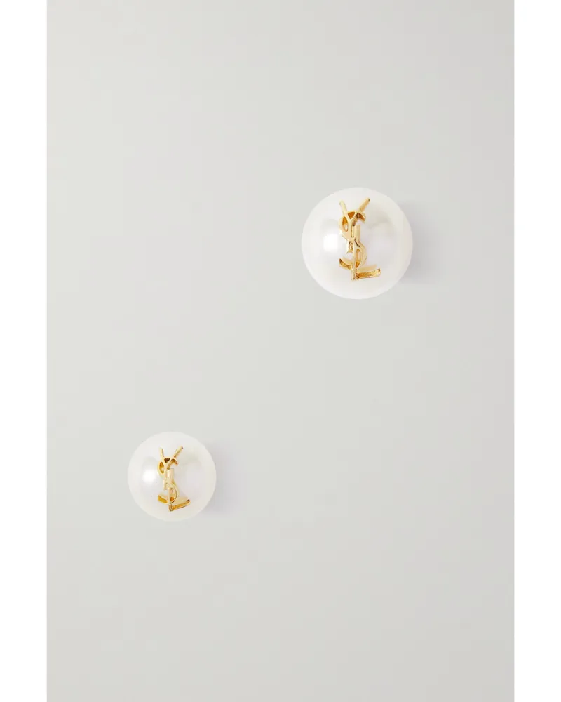 Saint Laurent Ohrringe Mit Kunstperlen Und Goldfarbenen Details Gold