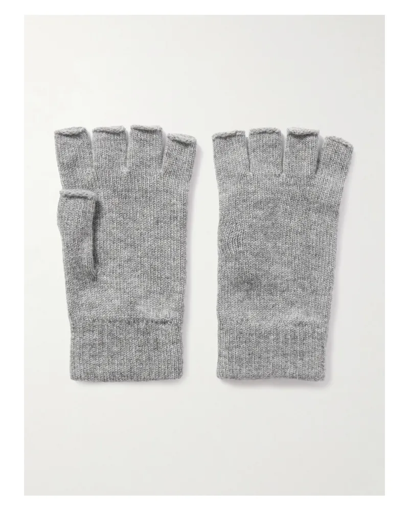 Johnstons of Elgin Cashmere Fingerless Gloves - Gray Gray