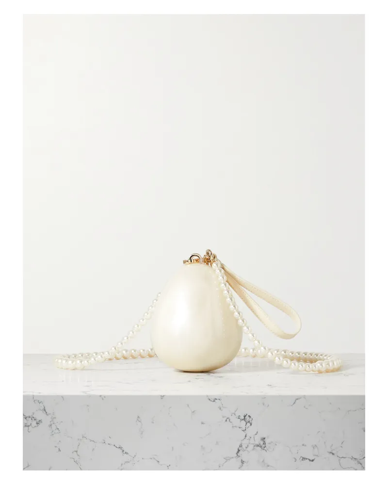 Simone Rocha Micro Egg Faux Pearl-embellished Acrylic Clutch - White White