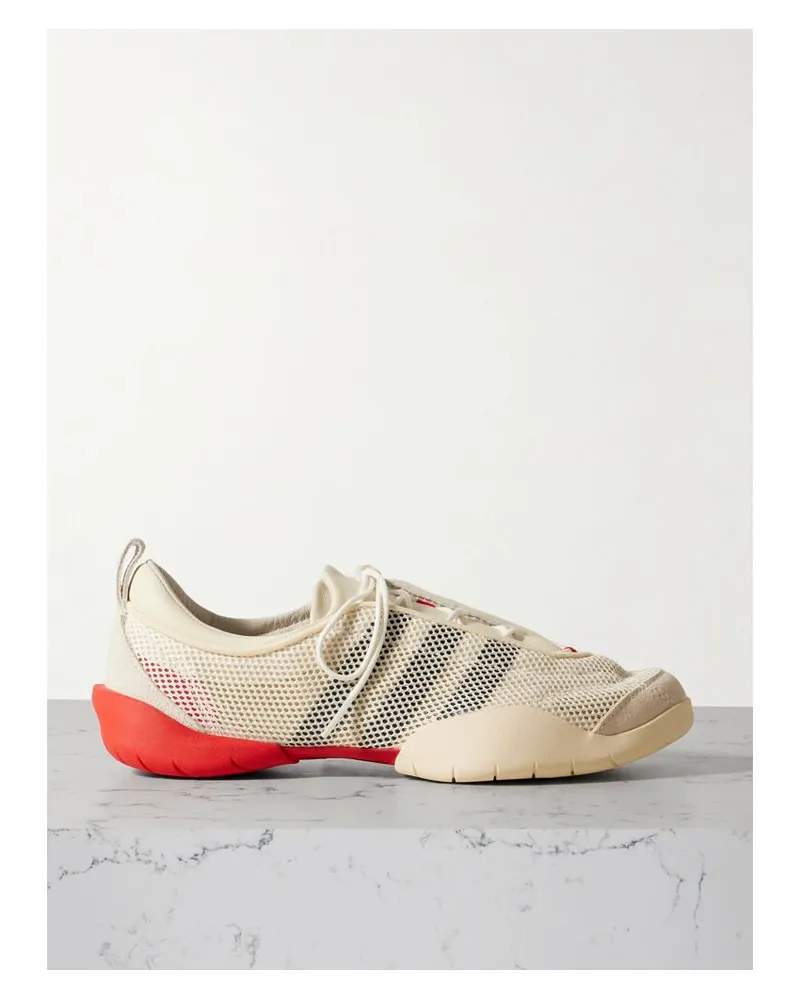 adidas Y-3 Regu Sneakers Aus Mesh Mit Leder- Und Velourslederbesätzen - Weiß Weiß