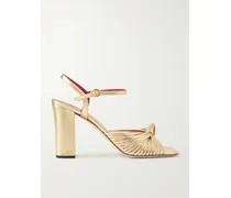 Annet Knotted Metallic Leather Sandals - Gold