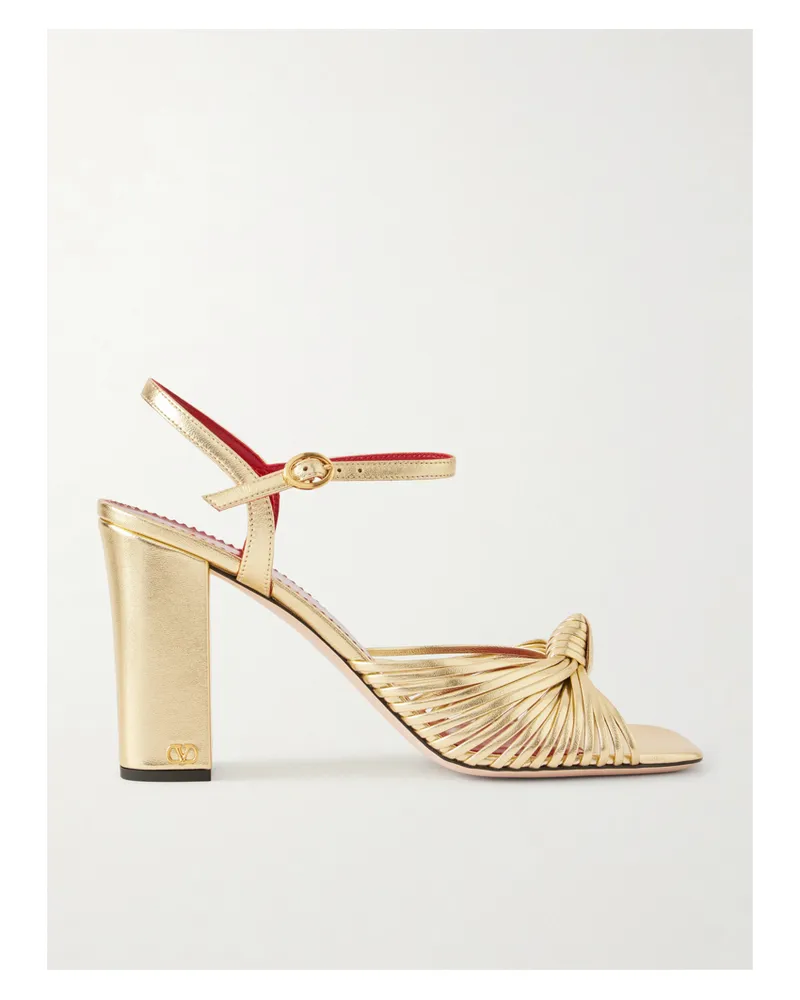 Valentino Garavani Annet Sandalen Aus Metallic-leder Mit Knoten - Gold Gold