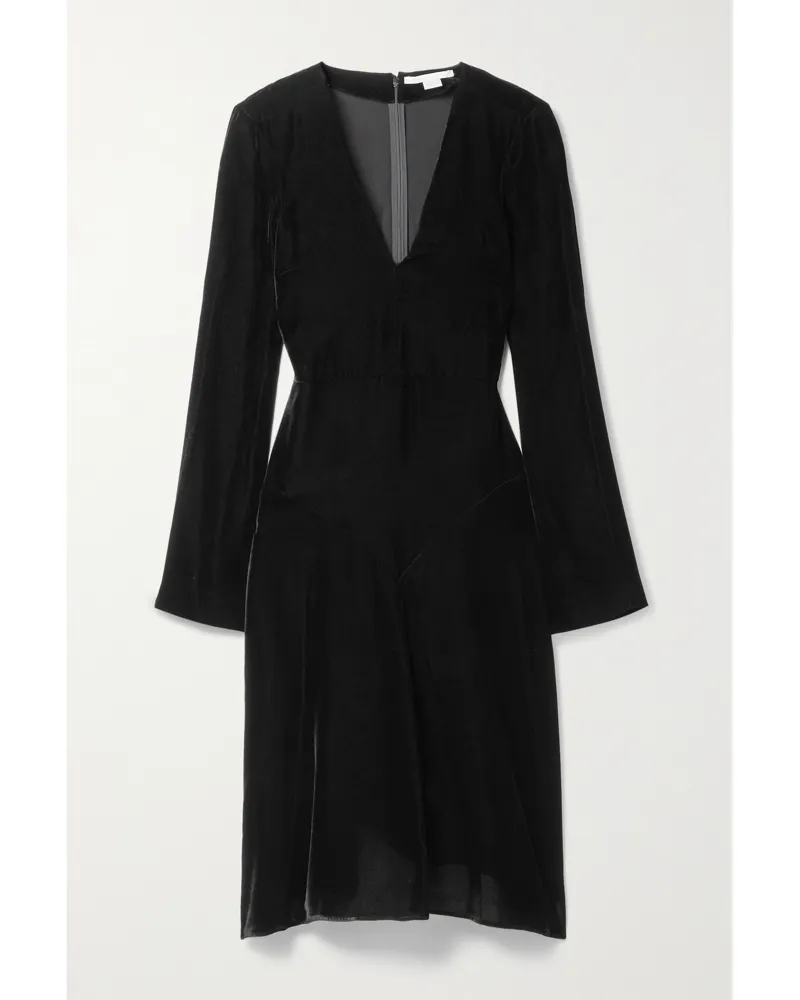 Stella McCartney Midikleid Aus Samt - Schwarz Schwarz