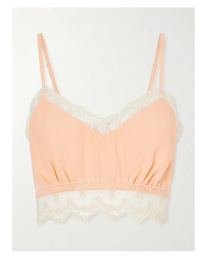 Simone Rocha Bustier Aus Crêpe De Chine Mit Spitzenbesätzen - Orange Orange
