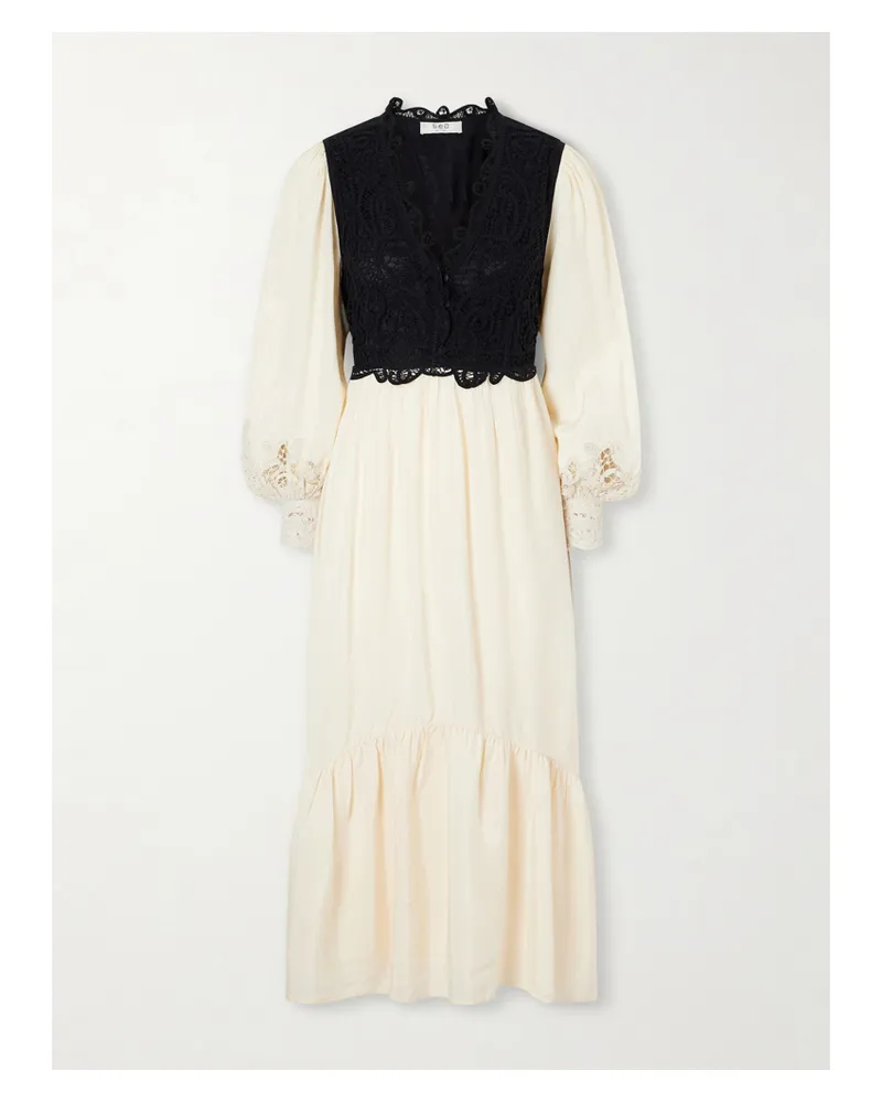 Sea Adelina Woven And Guipure Lace Maxi Dress - Cream Cream