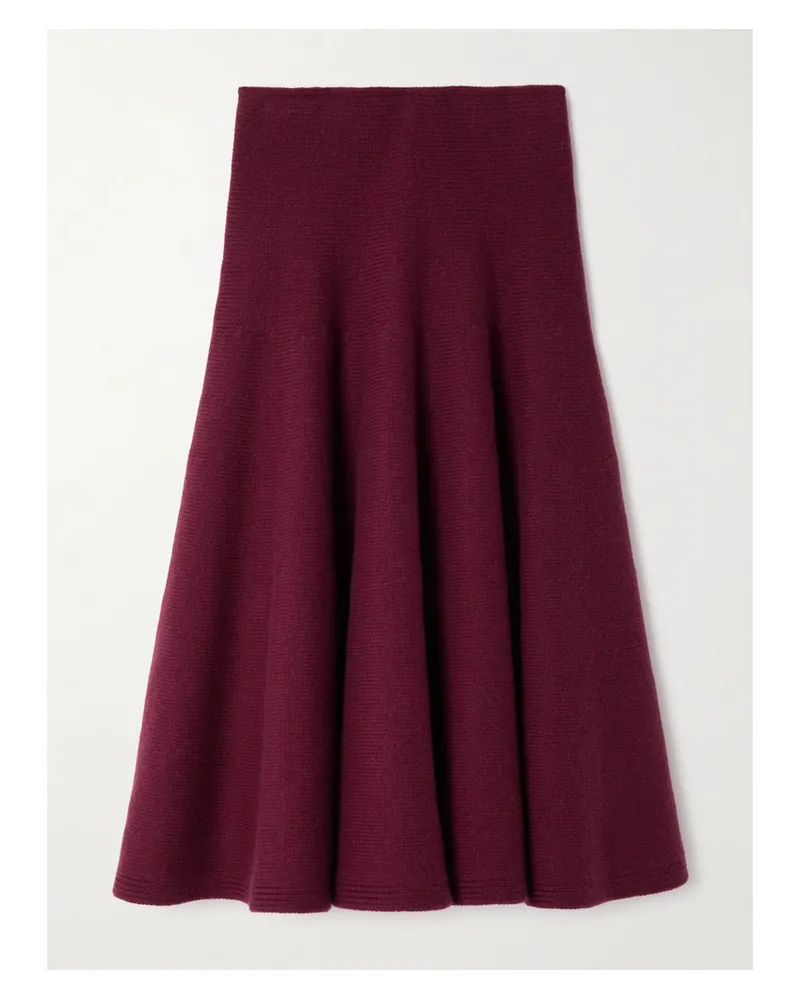 Alaïa Pleated Knitted Cashmere-blend Midi Skirt - Burgundy Burgundy