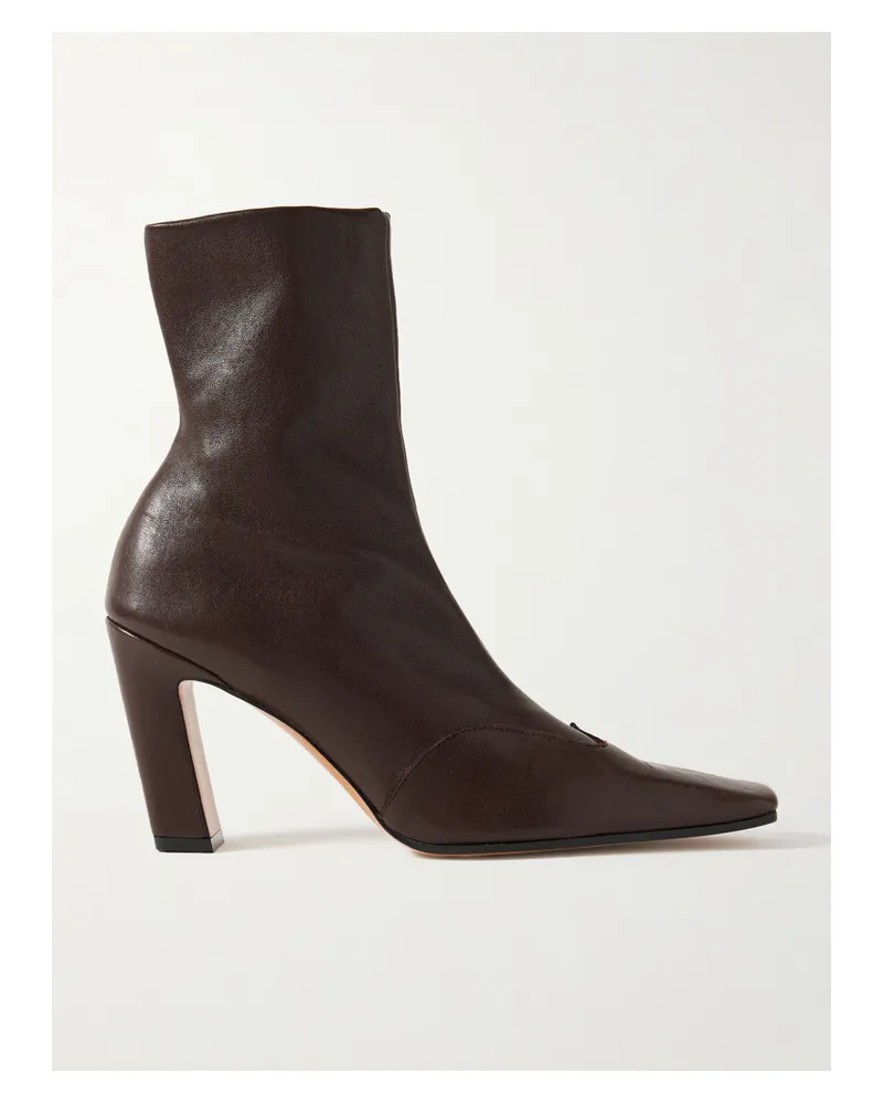 KHAITE Nevada Leather Ankle Boots - Brown Brown