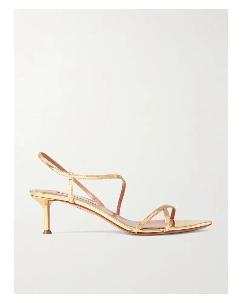 Aquazzura Tease 50 Sandalen Aus Metallic-leder - Gold Gold