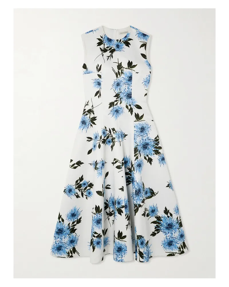 EMILIA WICKSTEAD Mara Midikleid aus Faille mit Blumenprint Blau