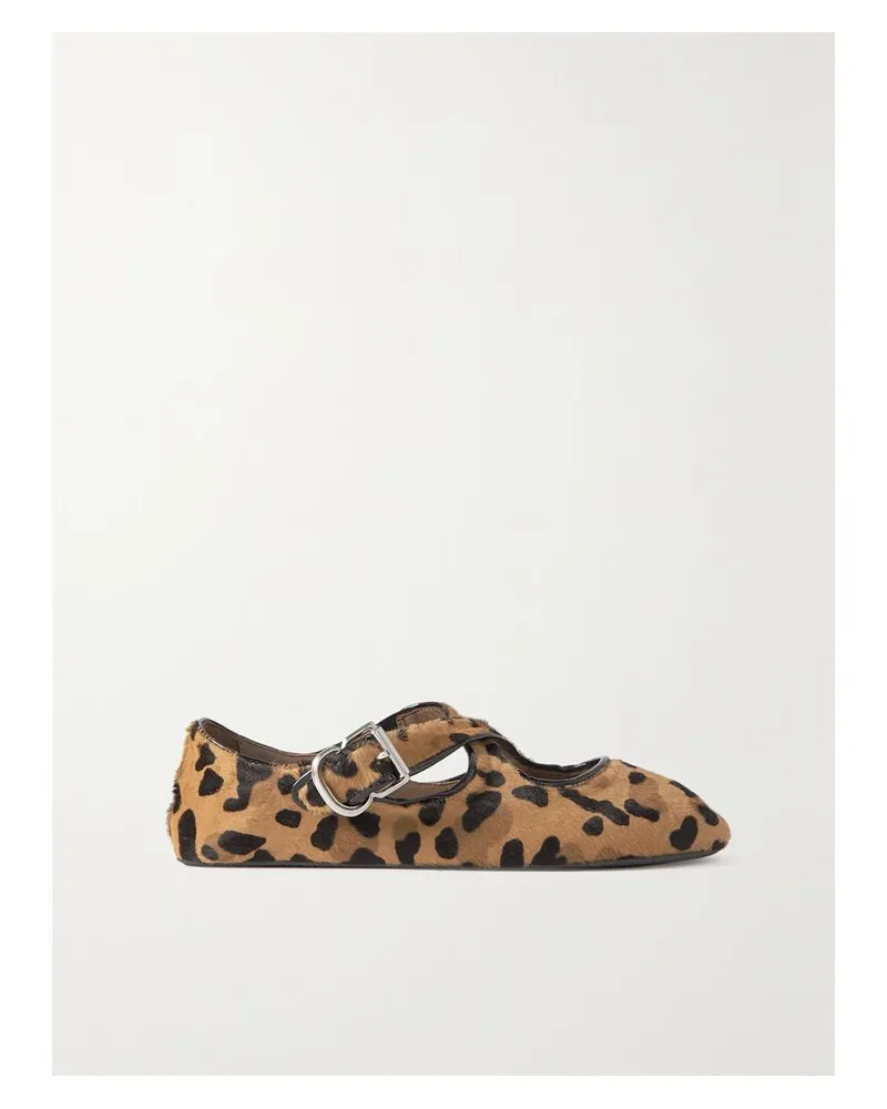 Alaïa Criss Cross Flache Schuhe Aus Kalbshaar Mit Leopardenprint Und Lacklederbesätzen - Animal-Print Animal-print