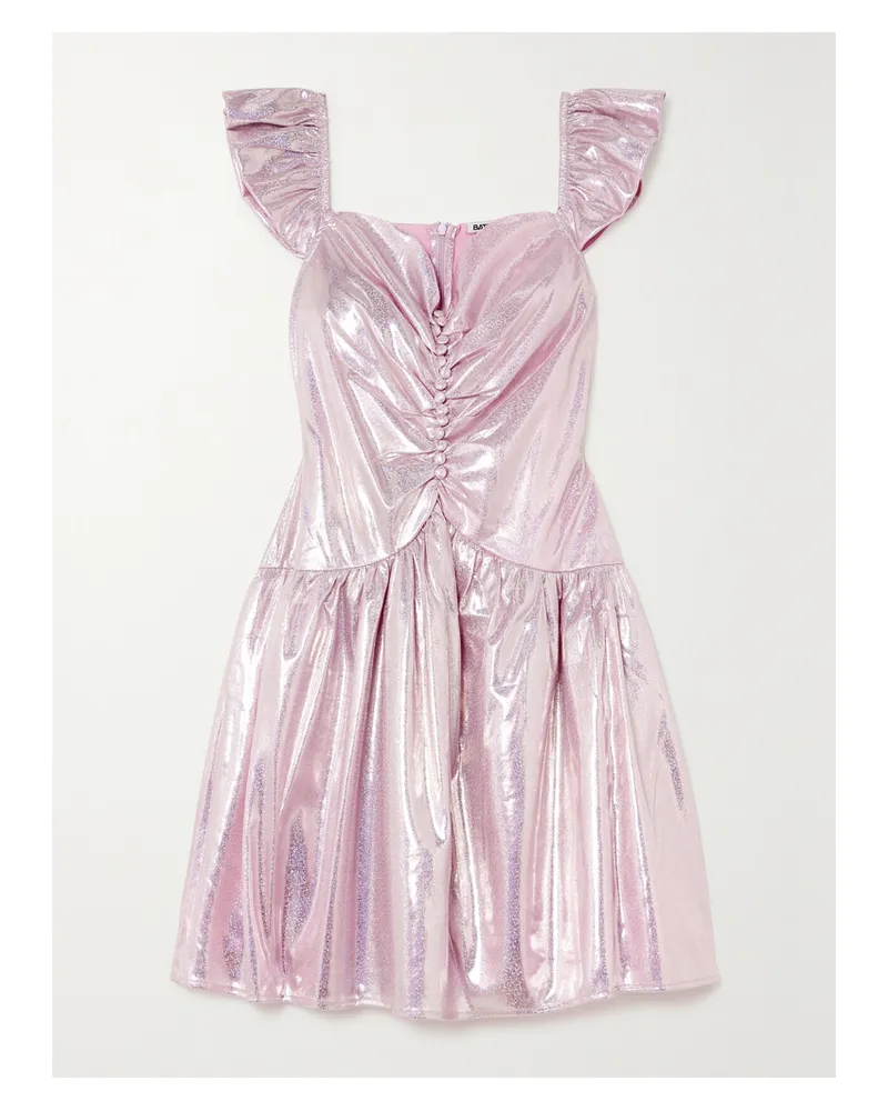 BATSHEVA Wendy Minikleid Aus Changierendem Lamé Mit Raffungen - Lila Lila