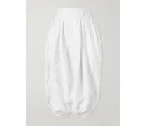 Pleated Jacquard-knit Wide-leg Pants - Neutrals