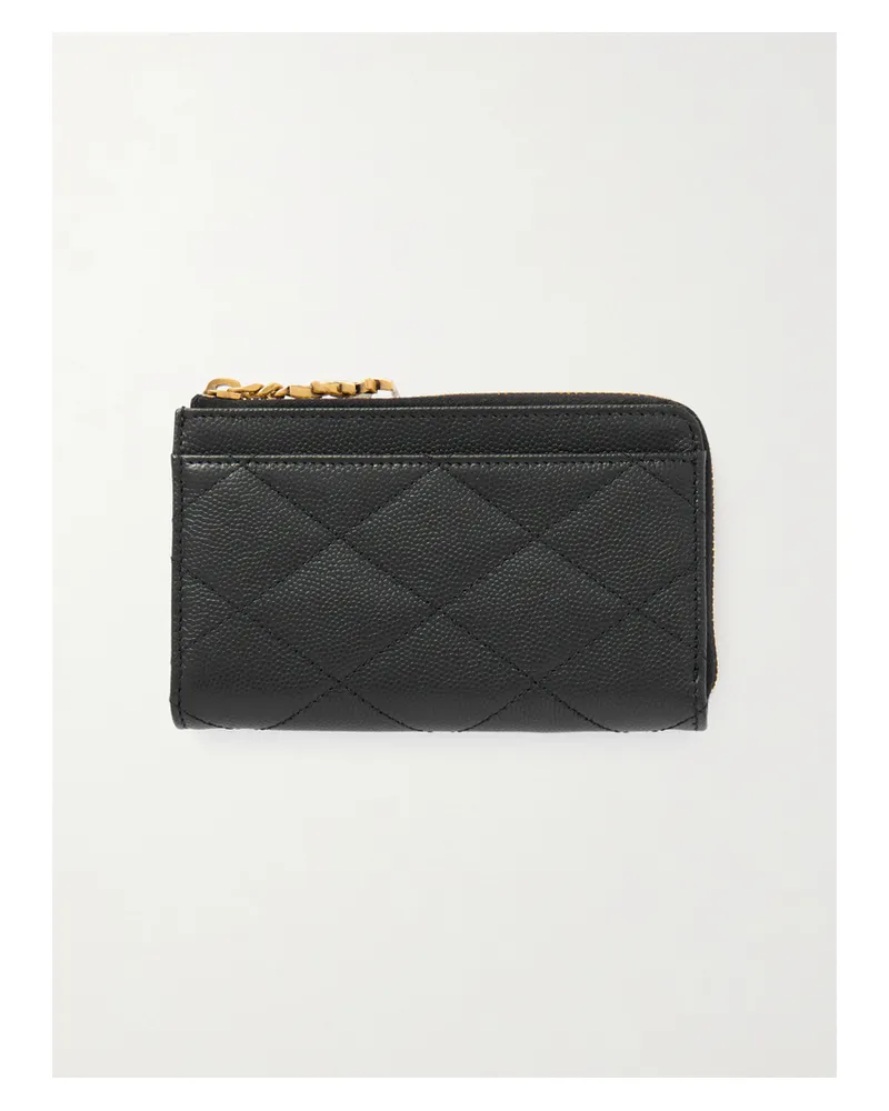 Saint Laurent Quilted Textured-leather Wallet - Black Black