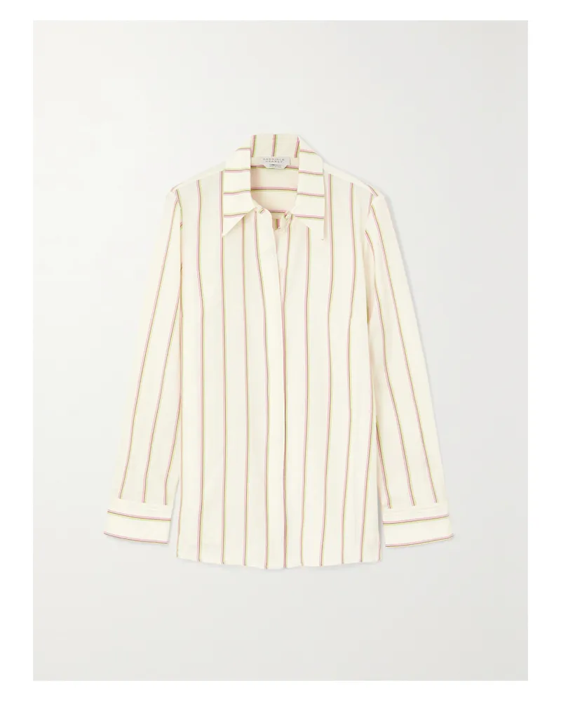 Gabriela Hearst Cruz Hemd Aus Gestreiftem Twill Aus Einer Woll-seidenmischung - Elfenbein Elfenbein