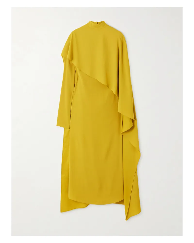 Taller Marmo Carrington Cape-effect Crepe Midi Dress - Yellow Yellow