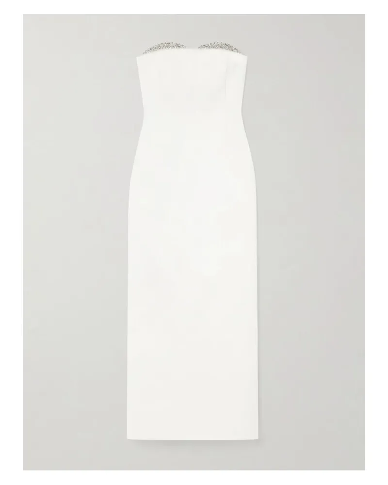 The New Arrivals Ilkyaz Ozel Noele Trägerlose Robe Aus Satin Mit Kristallen - Weiß Weiß