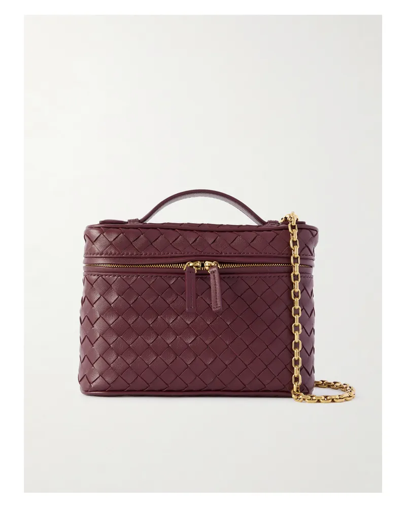 Bottega Veneta Bang Bang Vanity Small Intrecciato Leather Shoulder Bag - Burgundy Burgundy