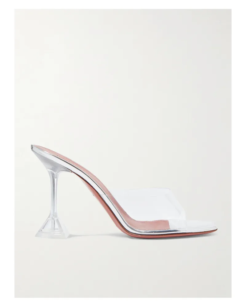 Amina Muaddi Lupita Pvc And Leather Mules - Neutrals Neutrals