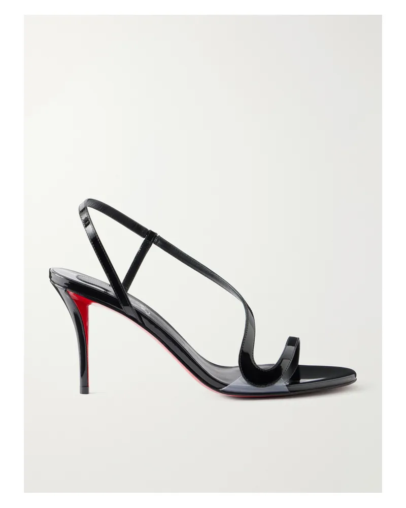 Christian Louboutin Rosa Z 80 Pvc-trimmed Patent-leather Sandals - Black Black