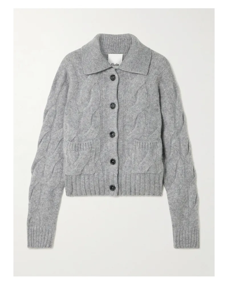 ALLUDE Cardigan Aus Einer Kaschmir-seidenmischung In Zopfstrick - Grau Grau