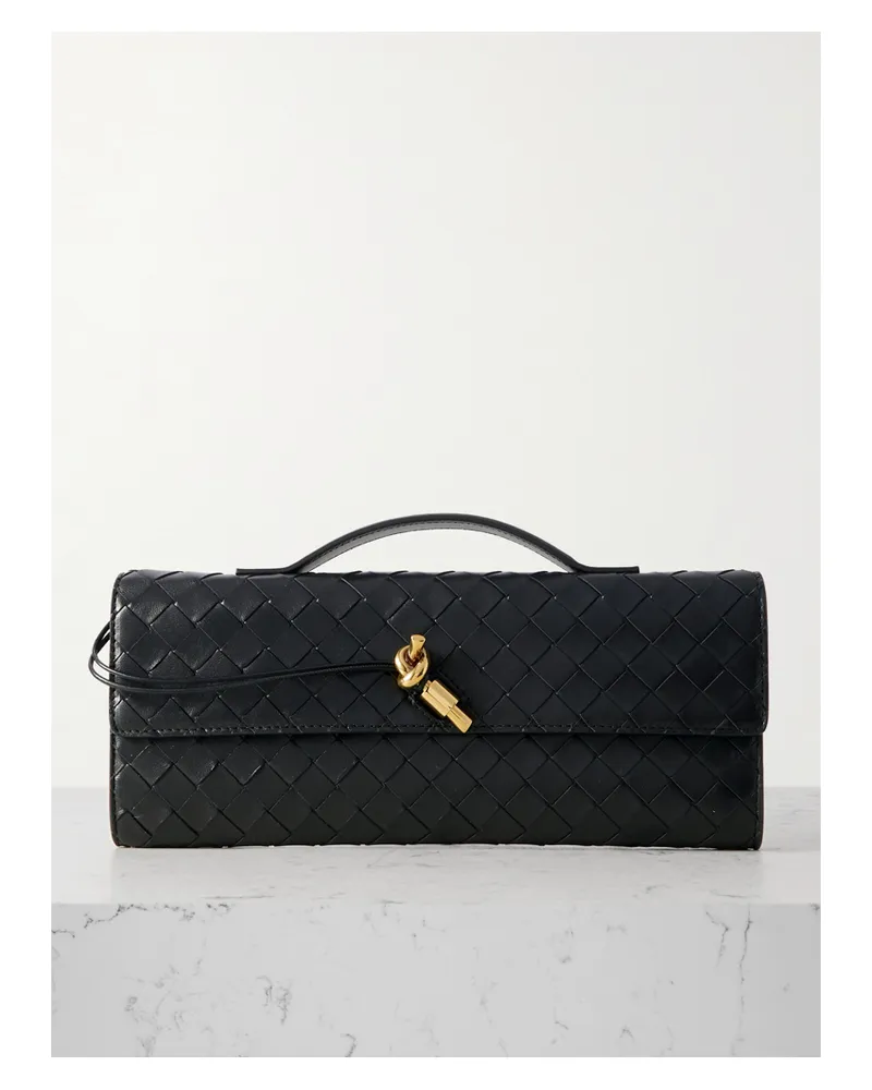 Bottega Veneta Long Andiamo Intrecciato Leather Clutch - Black Black