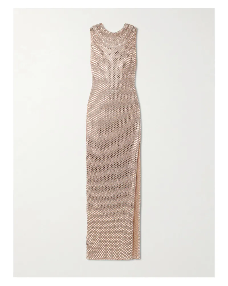 Self-Portrait Robe Aus Mesh Mit Kristallen - Neutral Neutral