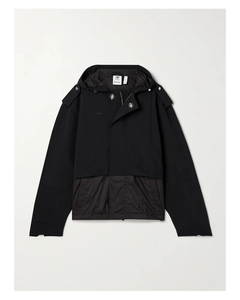 adidas Wales Bonner Kapuzenjacke Aus Faille Mit Besatz Aus Recyceltem Shell Und Stickerei - Schwarz Schwarz