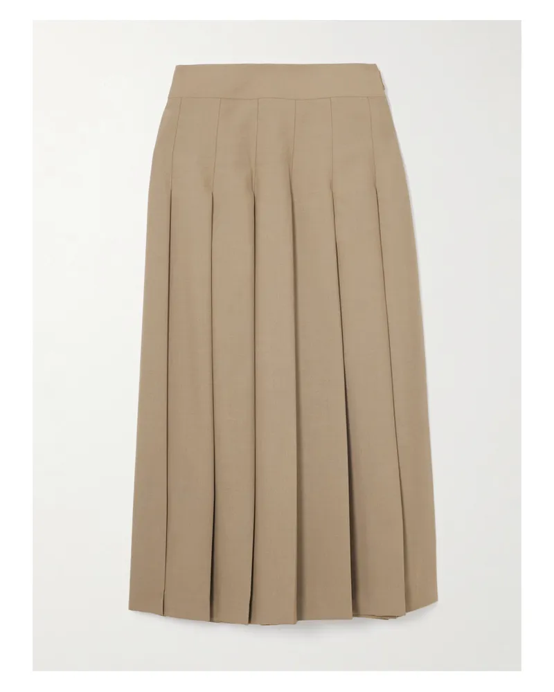 Róhe Midi-wickelrock Aus Einer Wollmischung Mit Plissee - Neutral Neutral