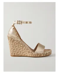 Valentino Garavani Rockstud 105 Espadrille-wedges aus Strukturiertem Metallic-leder Gold