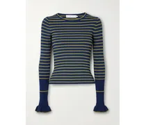 Yasmine Striped Ribbed-knit Sweater - Blue