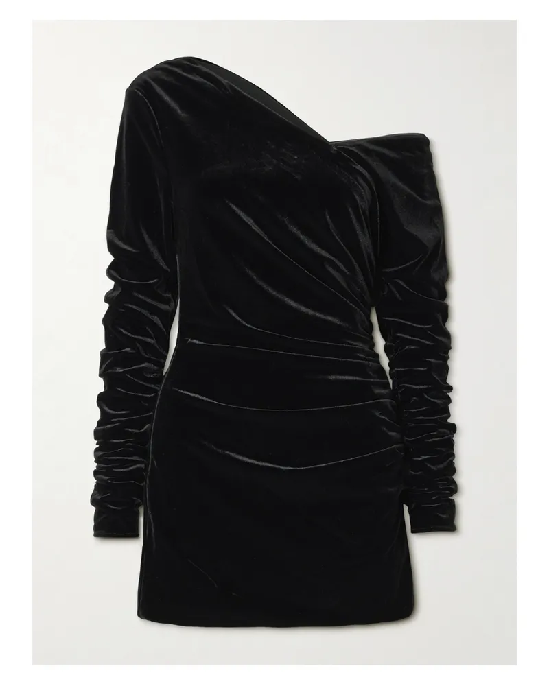 SIR Ettore Asymmetrisches Minikleid Aus Stretch-samt - Schwarz Schwarz