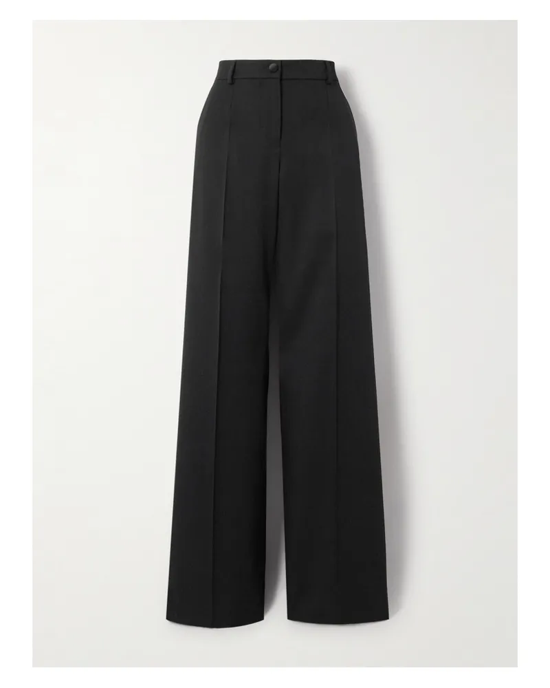 Dolce & Gabbana Hose Mit Weitem Bein Aus Twill Aus Einer Wollmischung - Schwarz Schwarz
