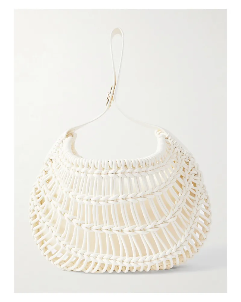 Valentino Garavani Allknots Schultertasche Aus Geflochtenem Leder Mit Verzierung - Elfenbein Elfenbein