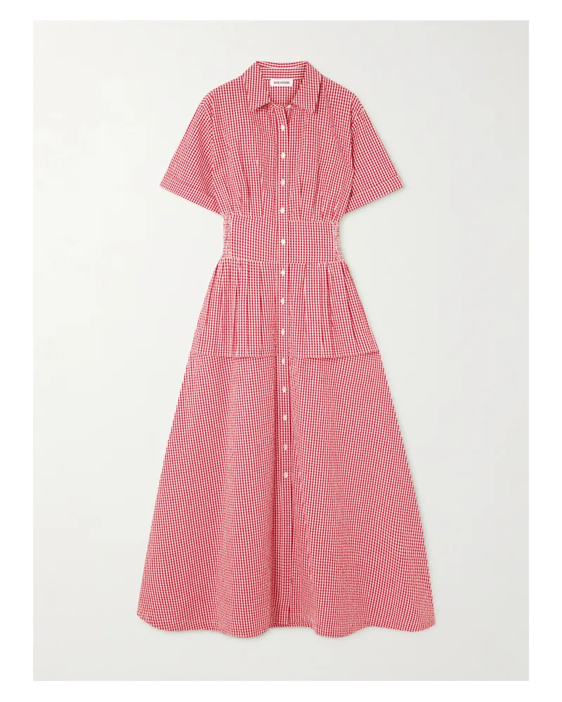 Rosie Assoulin Boogie Woogie Bugle Boy Gingham Cotton-seersucker Maxi Shirt Dress - Red Red