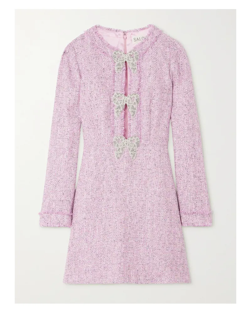 Saloni Camille Minikleid Aus Bouclé-tweed Mit Pailletten Und Verzierungen - Pink Pink