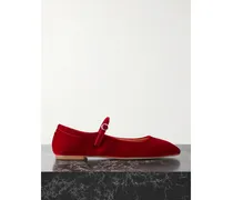 Uma Velvet Mary Jane Ballet Flats - Red