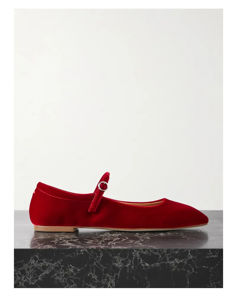 aeyde Uma Velvet Mary Jane Ballet Flats - Red Red