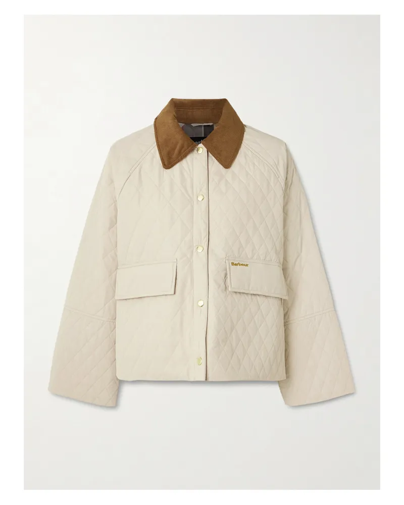 Barbour Kirby Cotton Corduroy-trimmed Quilted Shell Jacket - Off-white Off-white