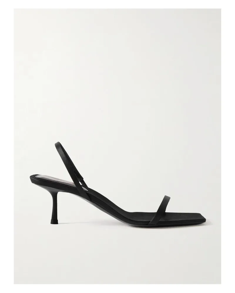 Saint Laurent Jaspe Slingback-sandalen Aus Satin - Schwarz Schwarz
