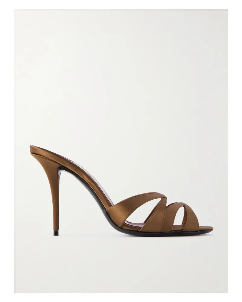 Saint Laurent Chandelle Mules Aus Satin - Braun Braun