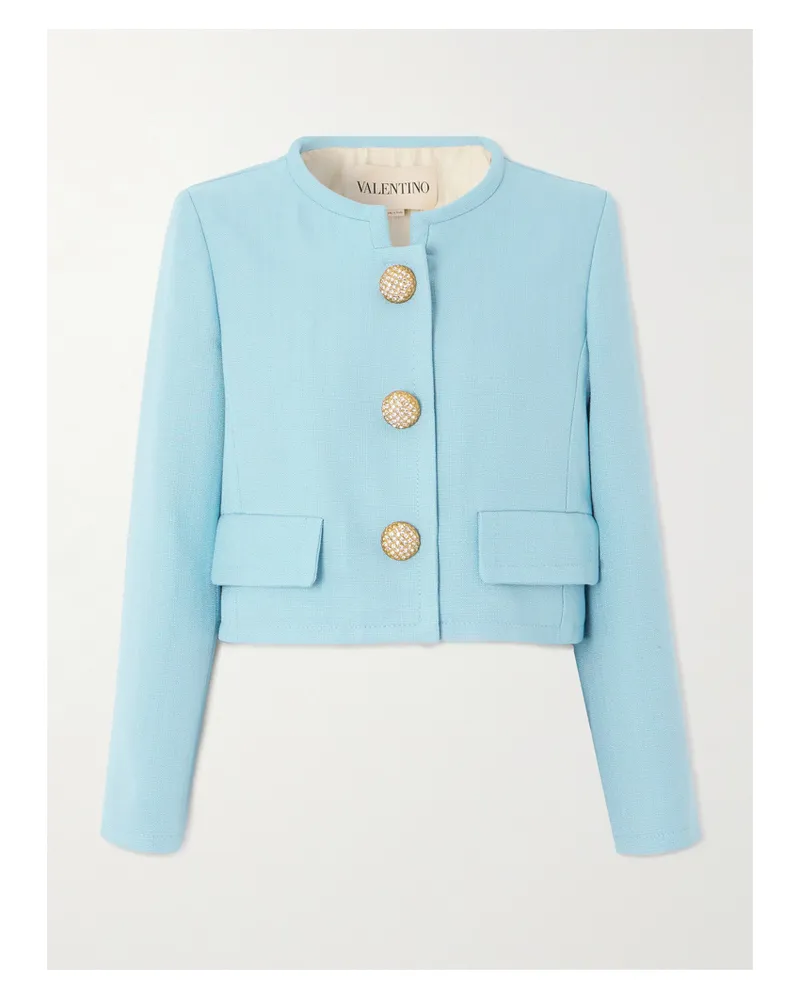 Valentino Garavani Verkürzte Jacke Aus Canvas - Blau Blau