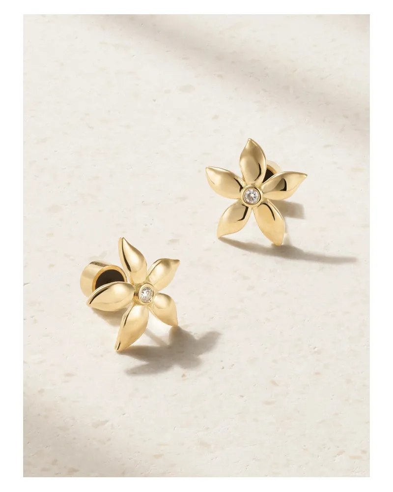 Ileana Makri Mini Blossom Ohrstecker Aus 18 Karat Gold Mit Diamanten Gold
