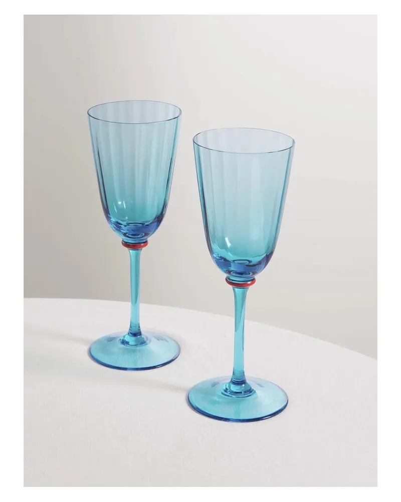 La DoubleJ Set Aus Zwei Weingläsern Aus Muranoglas - Blau Blau