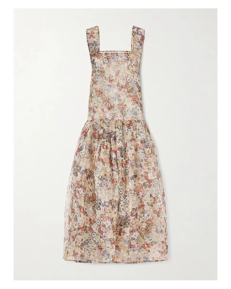 KHAITE Amello Floral-print Silk-organza Midi Dress - White White