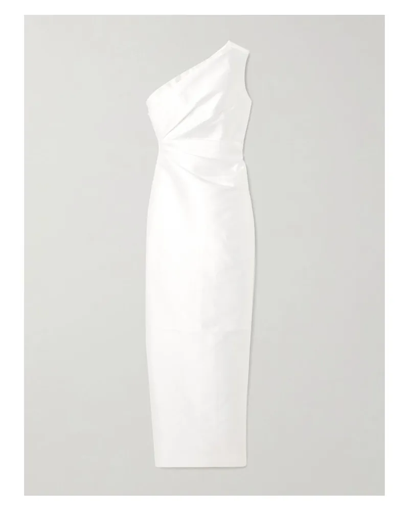 Solace London Kira Asymmetrische Robe Aus Glänzendem Twill - Weiß Weiß